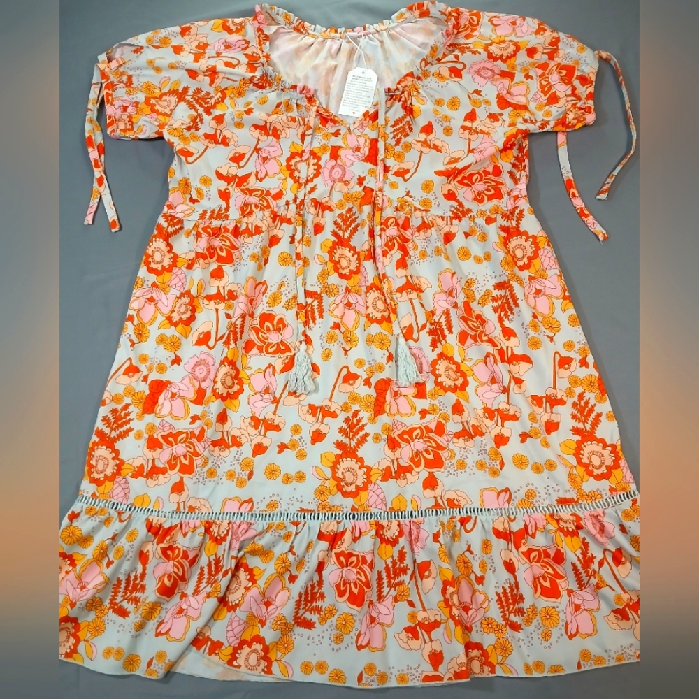 Made With Love Boho Dress Midi Sundress Womens XL